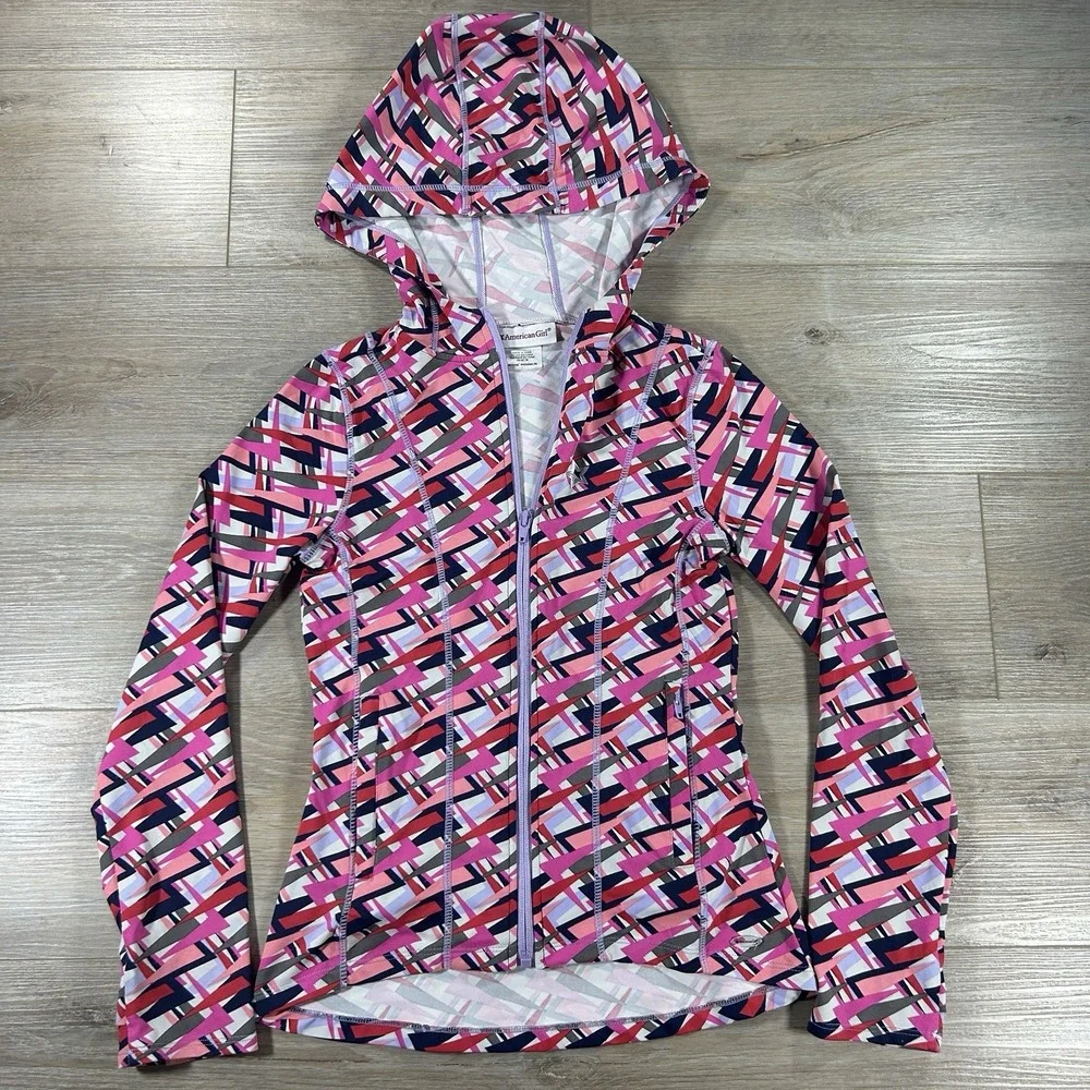 American Girl‎ Medium Pink Girls Feeling Fierce Hooded Full Zip Jacket Coat